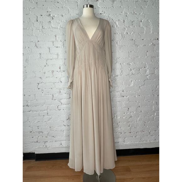 Couture Stella McCartney Carleigh Silk Georgette Maxi Dress Taupe 40 $2600 - Picture 5 of 12